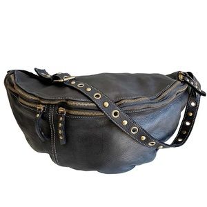 Free People Black Crossbody Bag with Gold Accents